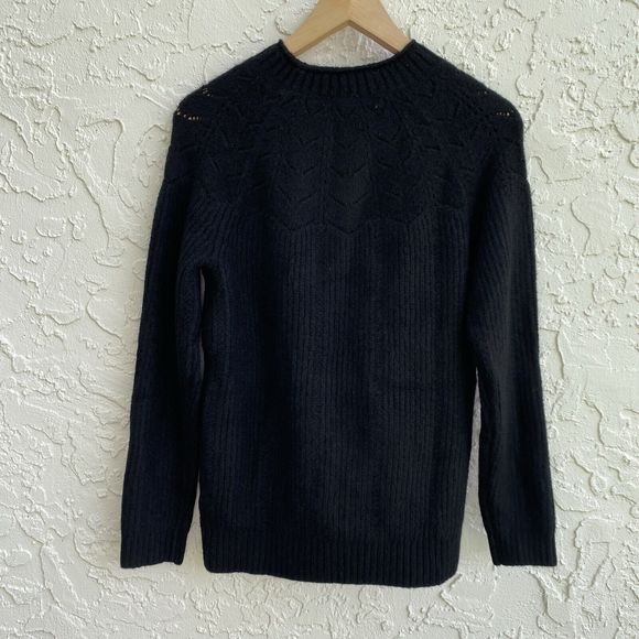 Talbots MP Petite Sweater Pullover Alpaca Wool Black Mock Neck Ribbed Knit M - Picture 1 of 4